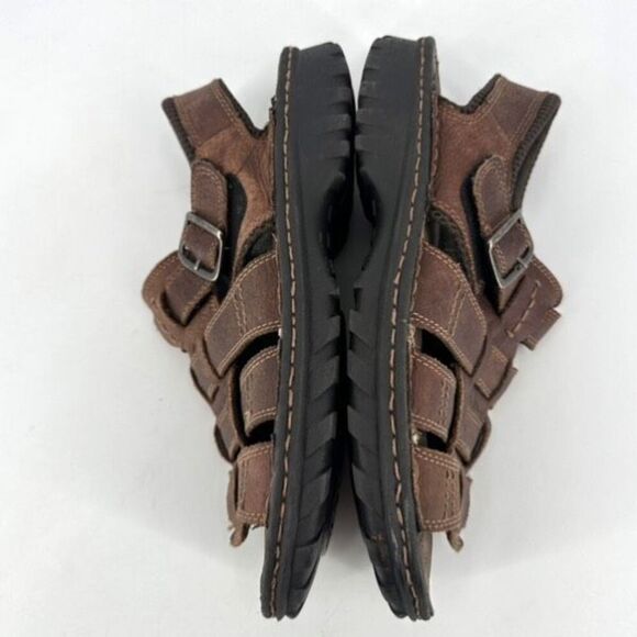 Y2K Faded Glory Mens Leather Chunky Fisherman Sandals Brown Size 10 Vintage - Picture 6 of 8